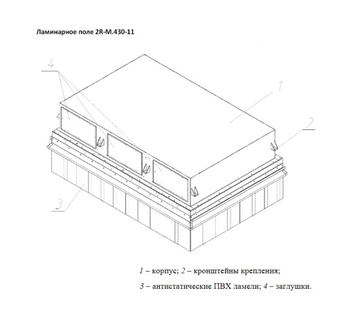 Поле ламинарное 1800х1200 (ламинаризатор сетка, воздуховод прямоугольного сечени)